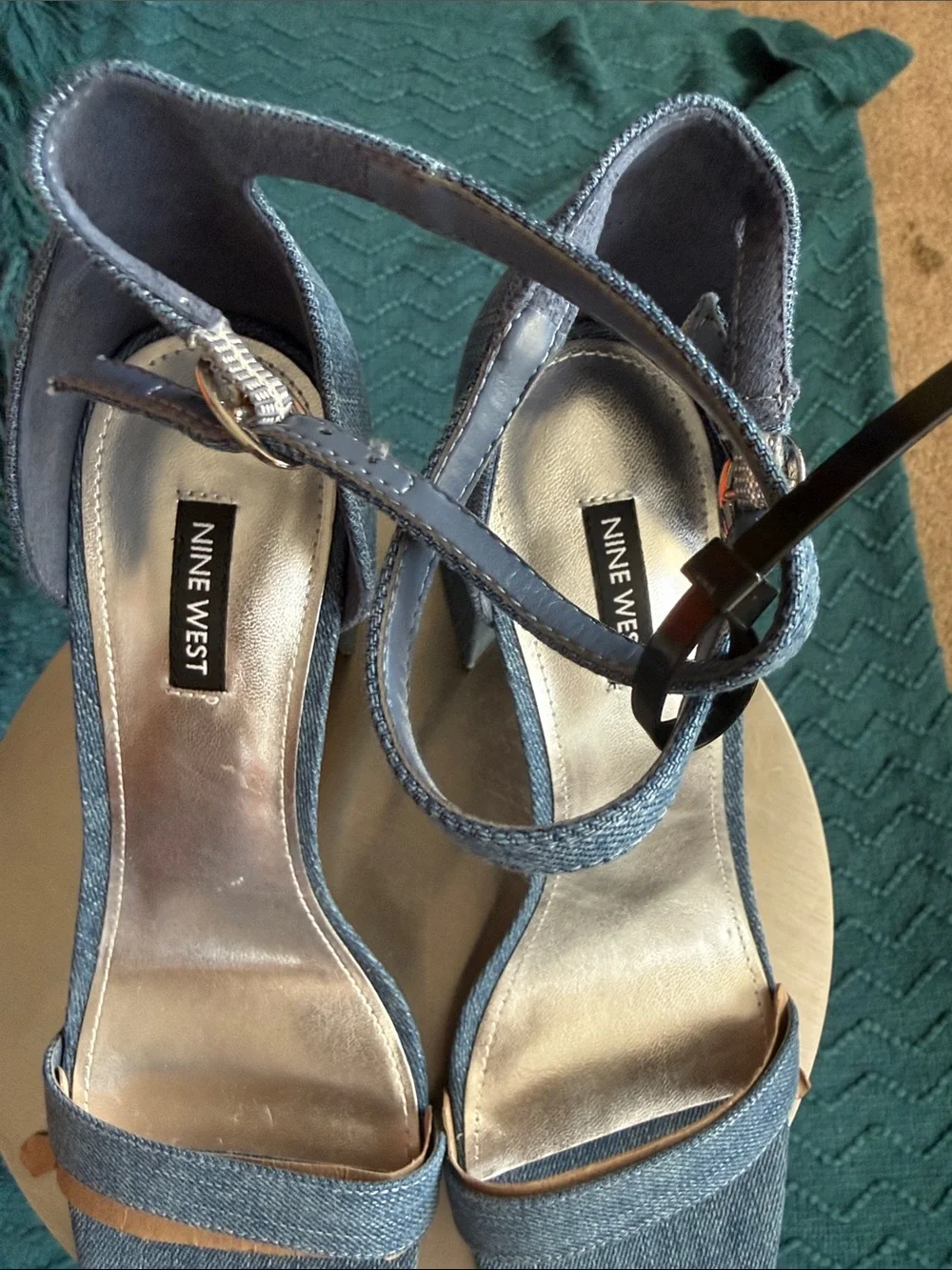 NWOT Nine West Denim Blue Ankle-Strap Heeled Sandals